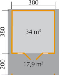 WEKA Prémium Weka faház 137 380 x 380 cm, 200 cm-es terasz előtetővel kérem (137.3838.40.00)
