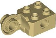 LEGO® 48171c2 - LEGO világos krémszínű (tan) technic kocka 2 x 2 méretű, pin foglalattal, függőleges fél forgó zsanérral (48171c2)