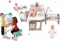 Smoby Set căsuță pentru păpușă Large Doll's Play Center Natur D'Amour Baby Nurse Smoby și bancă de scris și desenat cu păpușă de 32 cm (SM220376-20) Papusa