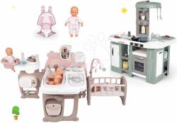 Smoby Set căsuță pentru păpușă Large Doll's Play Center Natur D'Amour Baby Nurse Smoby și bucătărie cu bule magice și marsupiu cu păpușă de 32 cm (SM220376-13) Papusa