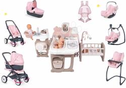 Smoby Set căsuță pentru păpușă Large Doll's Play Center Natur D'Amour Baby Nurse Smoby și cărucior cu scaun de masă scaun de mașină leagăn și marsupiu (SM220376-4) Papusa