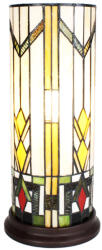 Clayre & Eef Veioza decorativa sticla galbena polirasina maro Tiffany 18x40 cm (5LL-6297)