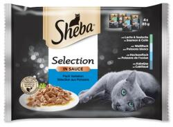 Sheba Selection hrana umeda pisici adulte selectie de peste alb cod ton si somon in sos 4 x 85g