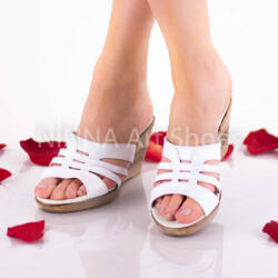 Sandale dama din piele naturala - NA178ALB - ellegant