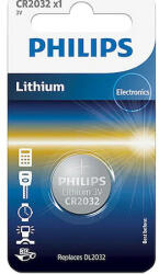 Philips CR2032 Lithium Gombelem - 3V - 1 db/csomag