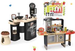 Smoby Set frizerie cu trei compartimente Barber Cut&Barber Shop Smoby și bucătărie electronică cu apă curentă și alimente cu vase (SM320243-18)