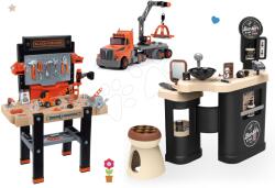 Smoby Set frizerie cu trei compartimente Barber Cut&Barber Shop Smoby și atelier de lucru electronic cu camion și cu valiză de lucru (SM320243-8)