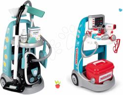 Smoby Set cărucior de curățenie cu aspirator elecronic Cleaning Trolley Vacuum Cleaner Smoby și cărucior medical electronic cu valiză (SM330316-6)