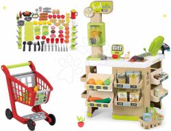 Smoby Set magazin Bio Fructe-Legume Organic Fresh Market Smoby și cărucior de cumpătăruri Bubble cu alimente și vase (SM350233-4)