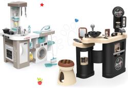 Smoby Set frizerie cu trei compartimente Barber Cut&Barber Shop Smoby și bucătărie electronică cu mașină de spălat cu masă de călcat (SM320243-12)