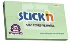 STICK N Öntapadó jegyzettömb, 76x127 mm, 100 lap, STICK N "360°, zöld (SN21556)