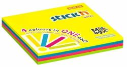 STICK N Öntapadó jegyzettömb, 76x76 mm, 100 lap, STICK N "Magic Pad" neon színek (SN21571) - tutitinta