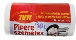  Szemeteszsák, pipere, 10 l, 40 db, 34x44 cm, 9 , TUTI, fehér (KHT966)