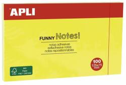 APLI Öntapadó jegyzettömb, 125x75 mm, 100 lap, APLI "Funny", sárga (LNP15002) - tutitinta