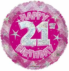 Conver 21. Évszámos lufi, hologramos rózsaszín fólia, happy b