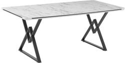 BYS Alya Elit étkezőasztal fehér marmo MDF lappal és fekete fém lábakkal 92x200 cm