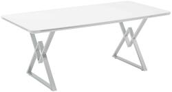 BYS Alya Elit étkezőasztal lakk fehér MDF lappal és ezüst fém lábakkal 92x200 cm