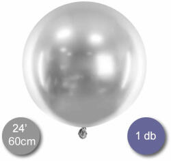 Partydeco Óriás léggömb 24" 60cm chrome, Glossy, Ezüst (LUFI806185)