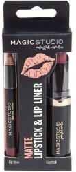 Magic Studio Set Perfect Lips, Ruj de buze mat si creion pentru contur asortat, Nr. 2, Light Brown, Magic Studio
