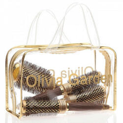 Olivia Garden Kit cu 4 perii de par Expert Blowout Shine Wavy Bristles Gold&Brown (5414343020543)