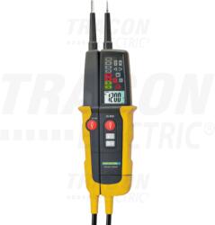 TRACON 2 pólusú feszültségvizsgáló ésAVK teszter, LED LCD kijelző 12-1000V AC/DC, 30mA FI-Test (PANMV-1000AD)