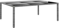 vidaXL Masă de grădină, gri, 200x150x75cm, sticlă securizată/poliratan (310587)