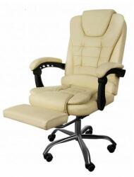 Scaun de birou, cu suport pentru picioare, rotativ, piele ecologica, crem, 65x102/110 cm (00016225-IS) - artool