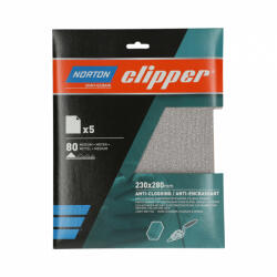Norton Clipper A275 No-fil® csiszolópapír 230x280mm P80, 5 db/csomag (CT218239) - corvinustoolskft