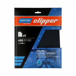 Norton Clipper T489 vízálló csiszolópapír 230x280mm P400, 5 db/csomag (CT218257)