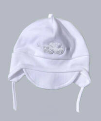  Pamut megkötős sapka, fülvédővel (36) - fehér