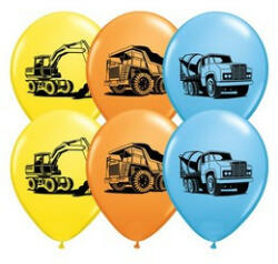 Qualatex Mintás latex lufi 11" 28cm 6db Munkagépek - Construction Trucks, q38471rp (LUFI995476)