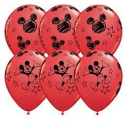 Qualatex Mintás latex lufi 11" 28cm 6db Mikiegér piros - Mickey Mouse Red Lufi , 19231 (LUFI138428)