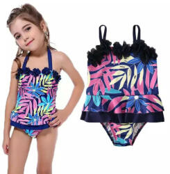 BabyJem Costum de baie mov cu frunze si floricele aplicate (marime: 90)