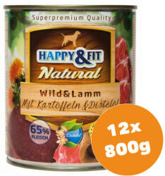 Happy&Fit Natural Game & Lamb with Potatoes & Saffron Oil 12x800 g