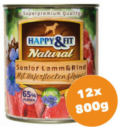 Happy&Fit Natural Senior Lamb & Beef with Oatmeal & Flaxseed Oil 12x800 g