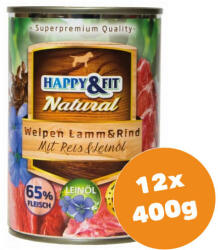 Happy&Fit Natural Junior Lamb & Beef with Rice & Flaxseed Oil 12x400 g