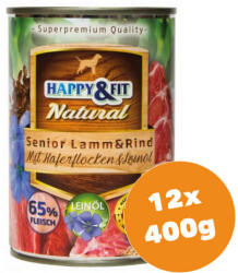 Happy&Fit Natural Senior Lamb & Beef with Oatmeal & Flaxseed Oil 12x400 g