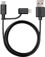 VARTA 57943101401 1m 2in1 USB - microUSB/Lightning fekete adat- és töltőkábel (57943101401) - bestbyte