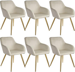 tectake 404903 6 marilyn bársony kinézetű szék, arany színű - krém/arany