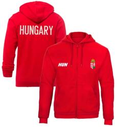 Magyarország pulóver felnőtt kapucnis-zippes HUNGARY piros XS