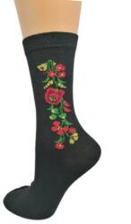 Calzerotto Kalocsai virágmintás zokni fekete 39-42 41381