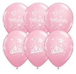 Qualatex Mintás lufi 11" 28cm 6db Hercegnők, Princess Pink Lufi, 17938 (LUFI671098)
