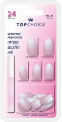 Top Choice Set 24 unghii artificiale mate cu adeziv Ombre Stiletto Pink Almond Top Choice 78194