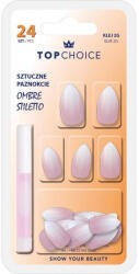 Top Choice Set 24 unghii artificiale si adeziv Ombre Stiletto Top Choice Pink Almond 78170