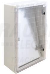 TRACON Műanyag elosztószekrény átlátszó ajtóval HxWxD=700x500x245mm, IP65, IK10, 1000V AC/DC, RAL7035 (TME705025T)