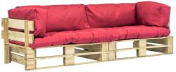 vidaXL Set canapea grădină paleți cu perne roșii, 2 piese, lemn pin (275298)