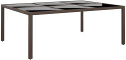 vidaXL Masă de grădină cu blat din sticla, maro, 200x150x75 cm, ratan (310589)