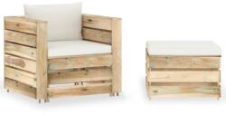 vidaXL Set mobilier de grădină cu perne, 2 piese, lemn verde tratat (3074533) - vidaxl