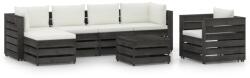 vidaXL Set mobilier de grădină cu perne, 7 piese, gri, lemn tratat (3068470)