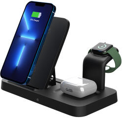 Incarcator wireless fast charge pentru Iphone, Apple Watch, Airpods, 15W, Negru (9314812170252-7142)